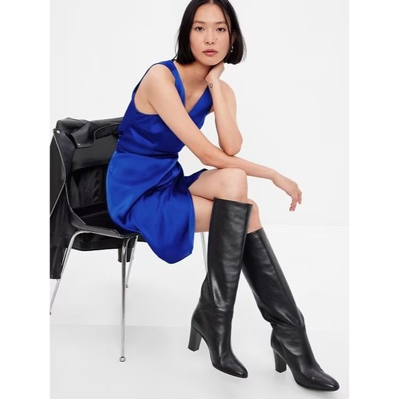 Gap Satin Mini Wrap Dress Royal Blue Sz XXL Sleeveless V-Neck NWT $98 545006 - Picture 1 of 5
